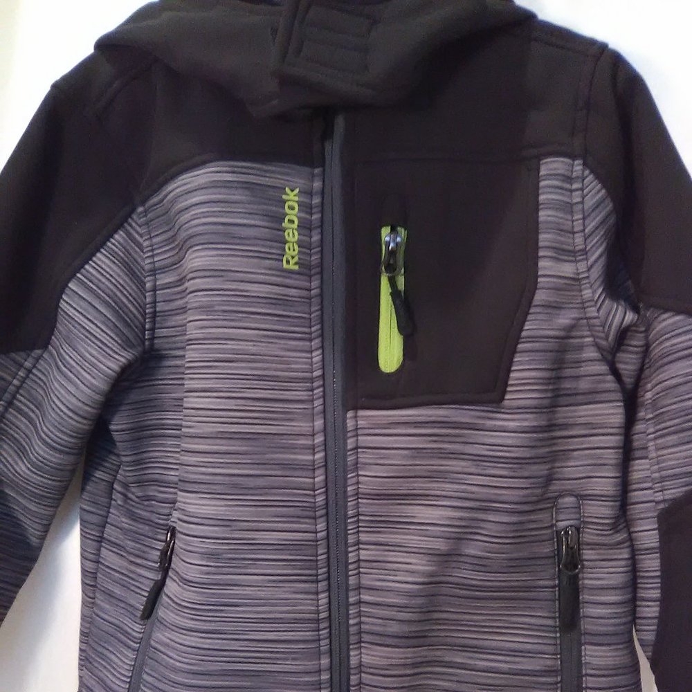 Reebok Boys Kids Jacket & Coat Hoodie Color Black/Gray Size 5/6
